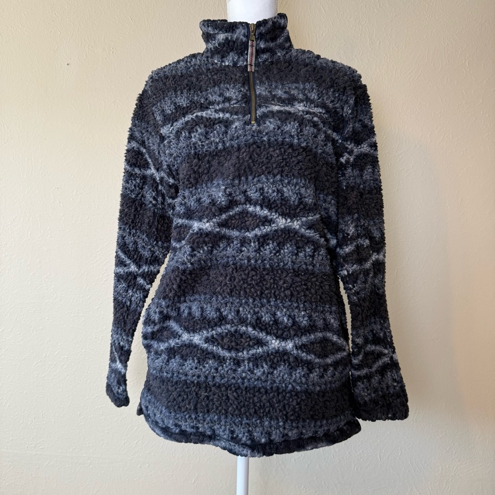 Alpine Sherpa Women’s Aztec Cozy Black and Gray Half Zip Pullover